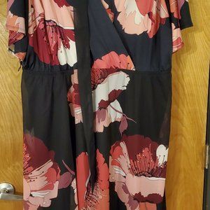 Sheer floral wrap dress